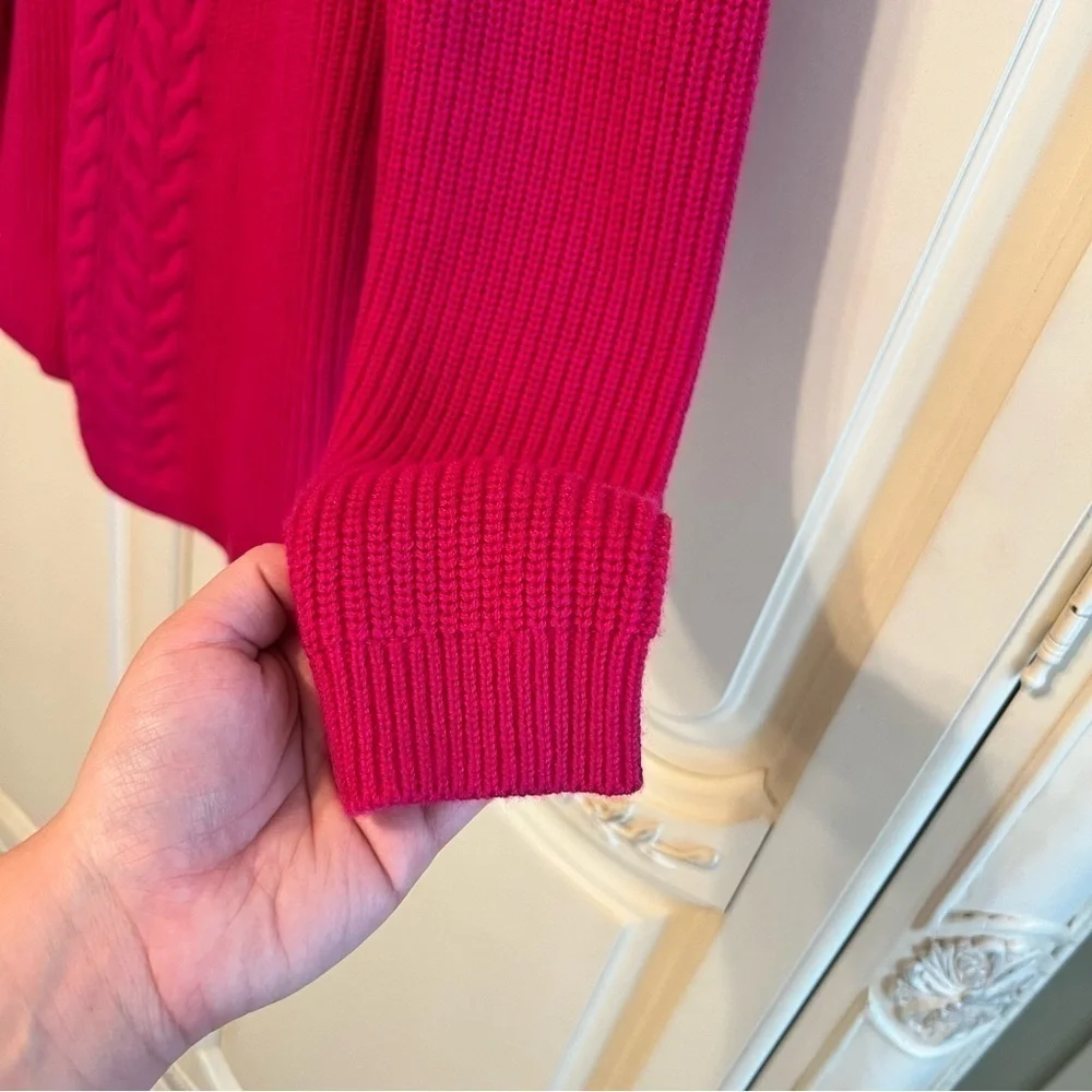 TALBOTS Cableknit Lamb’s Wool Sweater in Hot Pink, Size Small - Picture 6 of 8